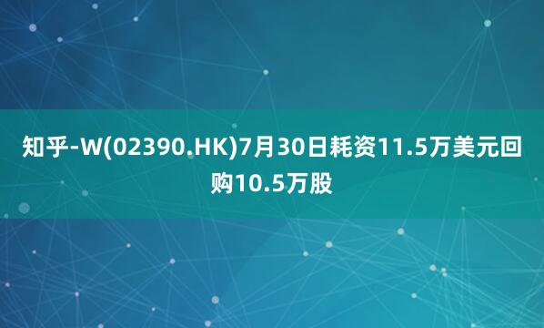 知乎-W(02390.HK)7月30日耗资11.5万美元回购10.5万股