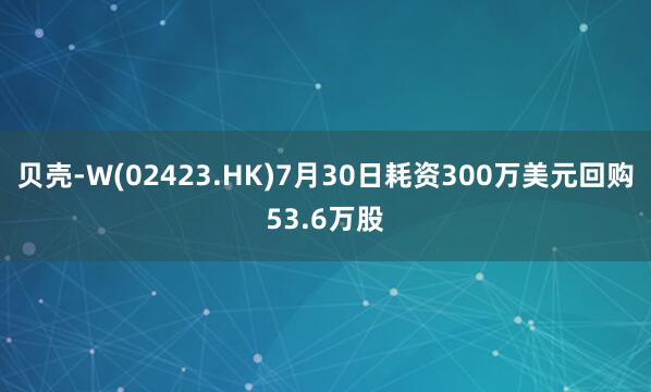 贝壳-W(02423.HK)7月30日耗资300万美元回购53.6万股