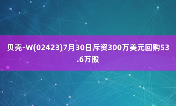 贝壳-W(02423)7月30日斥资300万美元回购53.6万股