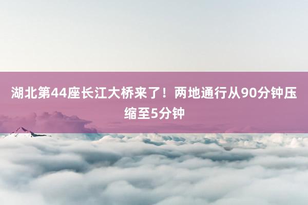 湖北第44座长江大桥来了！两地通行从90分钟压缩至5分钟