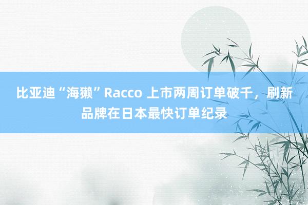 比亚迪“海獭”Racco 上市两周订单破千，刷新品牌在日本最快订单纪录
