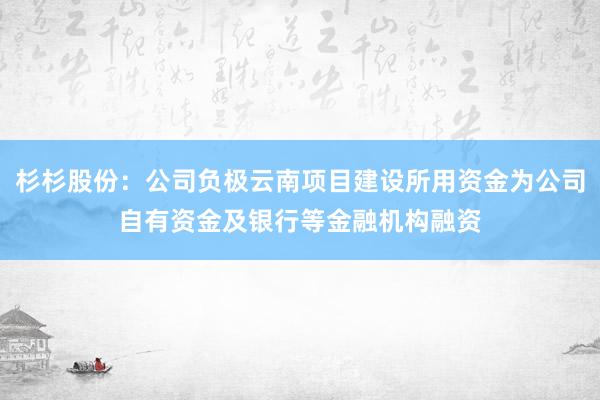 杉杉股份：公司负极云南项目建设所用资金为公司自有资金及银行等金融机构融资