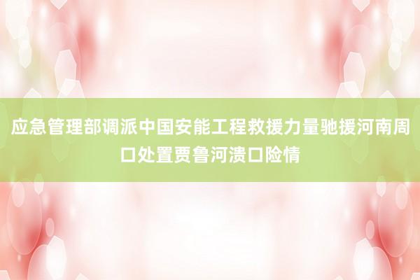 应急管理部调派中国安能工程救援力量驰援河南周口处置贾鲁河溃口险情