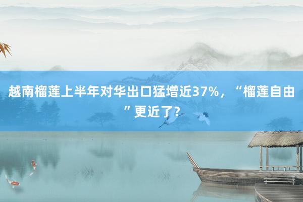 越南榴莲上半年对华出口猛增近37%,“榴莲自由”更近了?