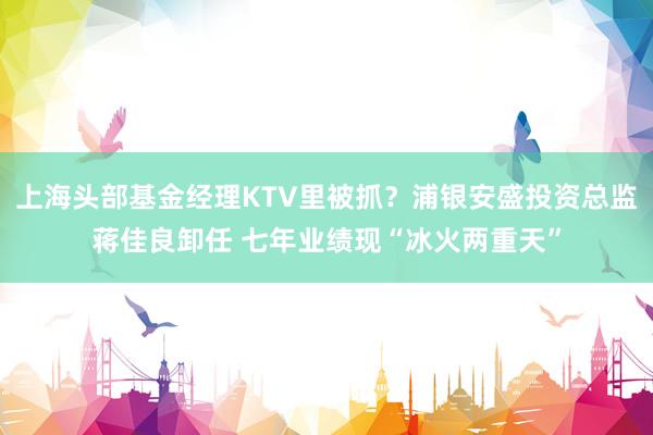 上海头部基金经理KTV里被抓？浦银安盛投资总监蒋佳良卸任 七年业绩现“冰火两重天”