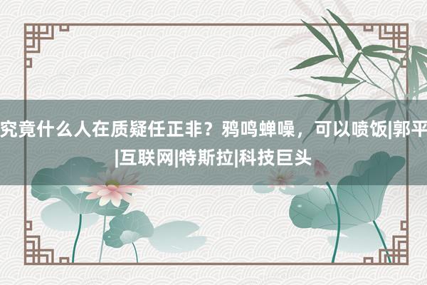 究竟什么人在质疑任正非？鸦鸣蝉噪，可以喷饭|郭平|互联网|特斯拉|科技巨头