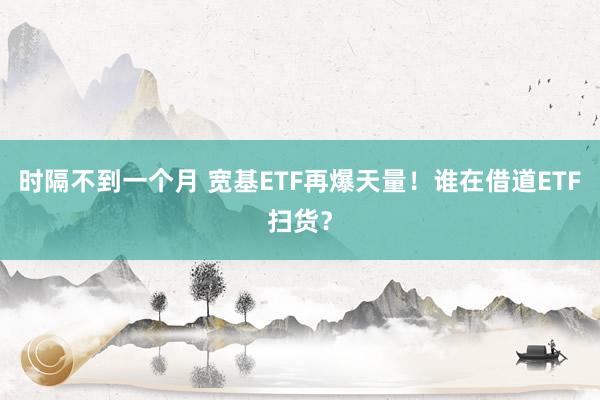 时隔不到一个月 宽基ETF再爆天量！谁在借道ETF扫货？