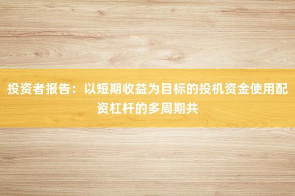 投资者报告：以短期收益为目标的投机资金使用配资杠杆的多周期共