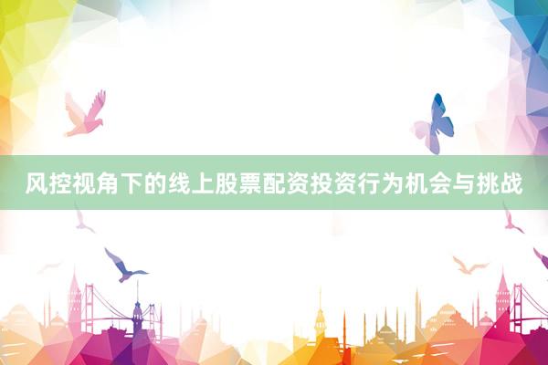 风控视角下的线上股票配资投资行为机会与挑战