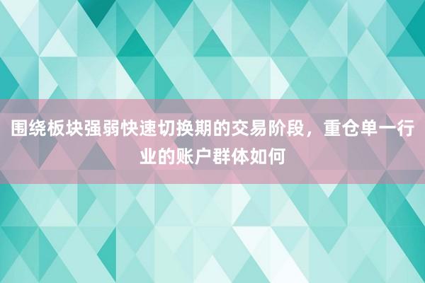 围绕板块强弱快速切换期的交易阶段，重仓单一行业的账户群体如何