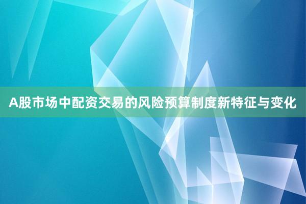 A股市场中配资交易的风险预算制度新特征与变化