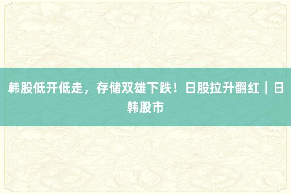 韩股低开低走，存储双雄下跌！日股拉升翻红｜日韩股市