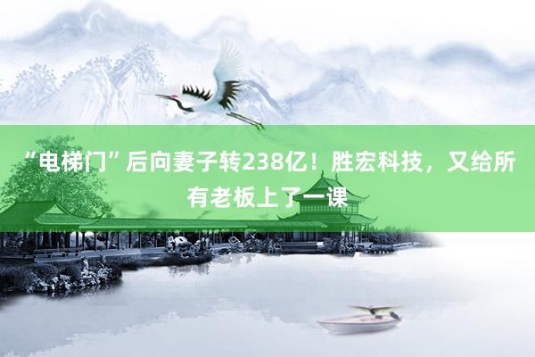 “电梯门”后向妻子转238亿！胜宏科技，又给所有老板上了一课