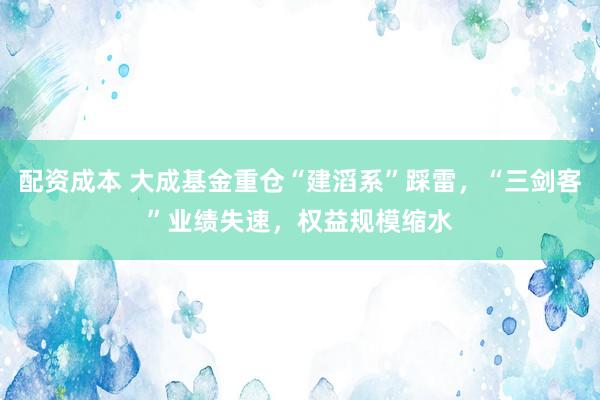 配资成本 大成基金重仓“建滔系”踩雷，“三剑客”业绩失速，权益规模缩水