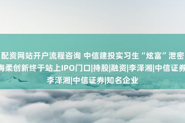 配资网站开户流程咨询 中信建投实习生“炫富”泄密风波后，海柔创新终于站上IPO门口|持股|融资|李泽湘|中信证券|知名企业