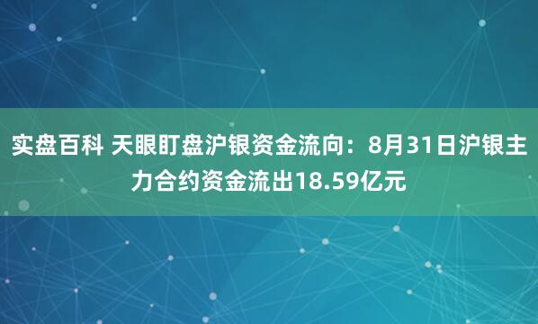 实盘百科 天眼盯盘沪银资金流向：8月31日沪银主力合约资金流出18.59亿元