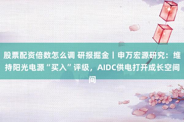 股票配资倍数怎么调 研报掘金丨申万宏源研究：维持阳光电源“买入”评级，AIDC供电打开成长空间