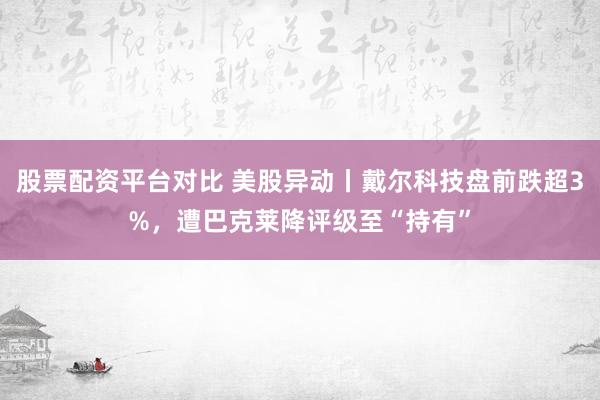 股票配资平台对比 美股异动丨戴尔科技盘前跌超3%，遭巴克莱降评级至“持有”