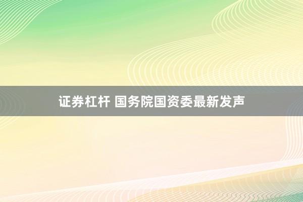 证券杠杆 国务院国资委最新发声